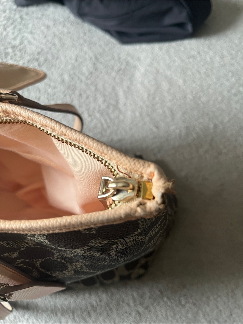 Coach Black Signature Tote with Light Pink Trim - Picture 2 of 4
